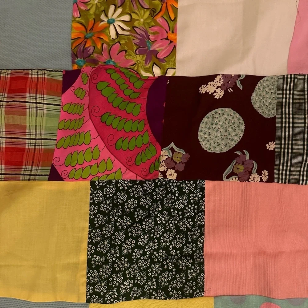Colorful 60’s 70’s style handmade patchwork quilt blanket throw size twin